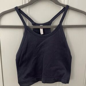Dark Blue Ribbed Crop Top